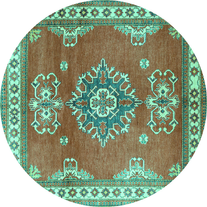 Round Persian Turquoise Traditional Rug, tr2685turq