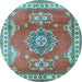 Round Machine Washable Persian Light Blue Traditional Rug, wshtr2685lblu