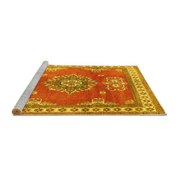 Sideview of Machine Washable Persian Yellow Traditional Rug, wshtr2685yw