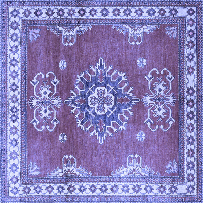 Square Machine Washable Persian Blue Traditional Rug, wshtr2685blu