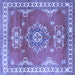 Square Machine Washable Persian Blue Traditional Rug, wshtr2685blu