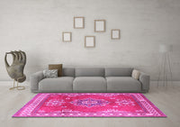 Machine Washable Persian Pink Traditional Rug, wshtr2685pnk