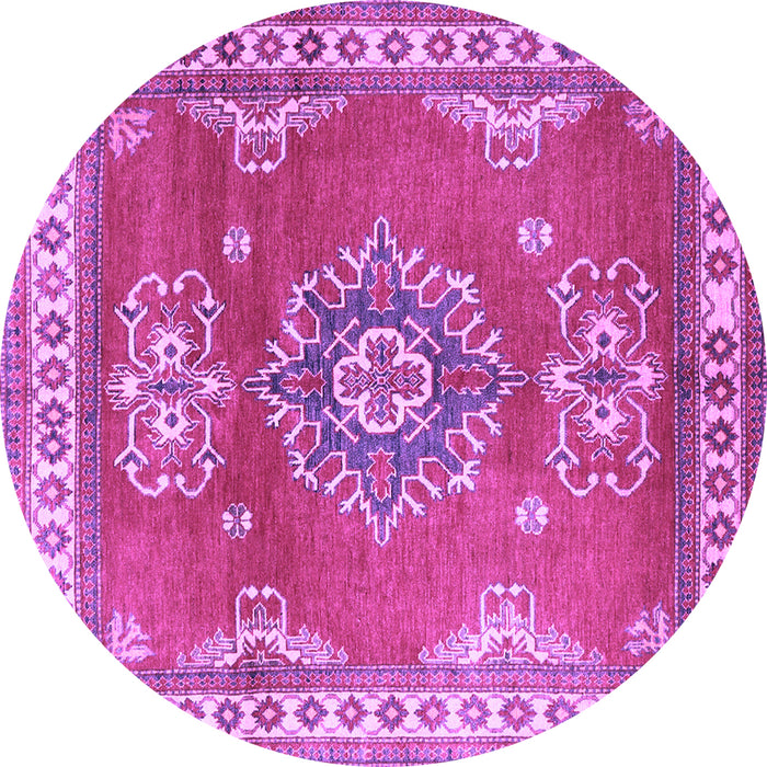 Round Machine Washable Persian Purple Traditional Area Rugs, wshtr2685pur