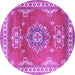 Round Machine Washable Persian Purple Traditional Area Rugs, wshtr2685pur