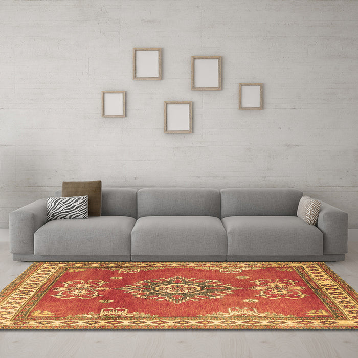 Machine Washable Persian Brown Traditional Rug in a Living Room,, wshtr2685brn
