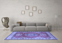 Machine Washable Persian Blue Traditional Rug, wshtr2685blu