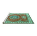 Sideview of Machine Washable Persian Turquoise Traditional Area Rugs, wshtr2685turq