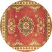 Round Machine Washable Persian Brown Traditional Rug, wshtr2685brn