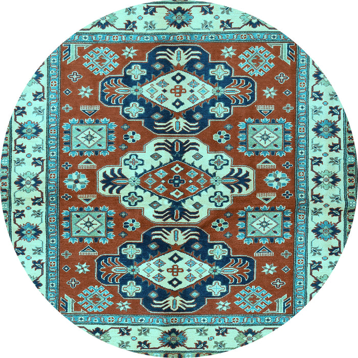 Round Machine Washable Persian Light Blue Traditional Rug, wshtr2686lblu