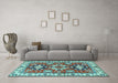 Machine Washable Persian Light Blue Traditional Rug in a Living Room, wshtr2686lblu