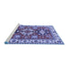 Sideview of Machine Washable Persian Blue Traditional Rug, wshtr2686blu