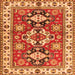 Round Machine Washable Persian Orange Traditional Area Rugs, wshtr2686org