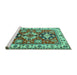 Sideview of Machine Washable Persian Turquoise Traditional Area Rugs, wshtr2686turq