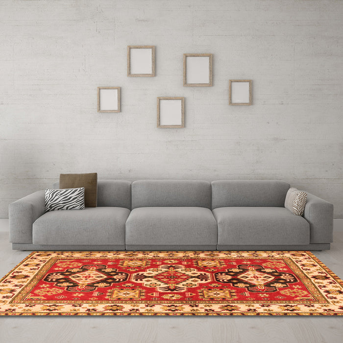 Machine Washable Persian Orange Traditional Area Rugs in a Living Room, wshtr2686org