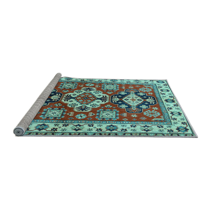 Sideview of Machine Washable Persian Light Blue Traditional Rug, wshtr2686lblu