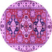 Round Machine Washable Persian Purple Traditional Area Rugs, wshtr2686pur