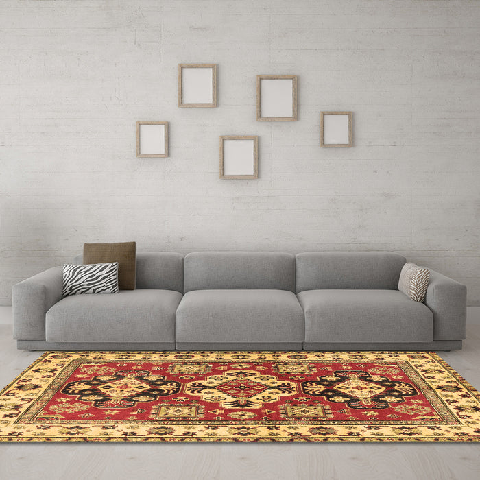 Machine Washable Persian Brown Traditional Rug in a Living Room,, wshtr2686brn