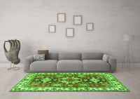 Machine Washable Persian Green Traditional Rug, wshtr2686grn