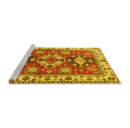 Sideview of Machine Washable Persian Yellow Traditional Rug, wshtr2686yw