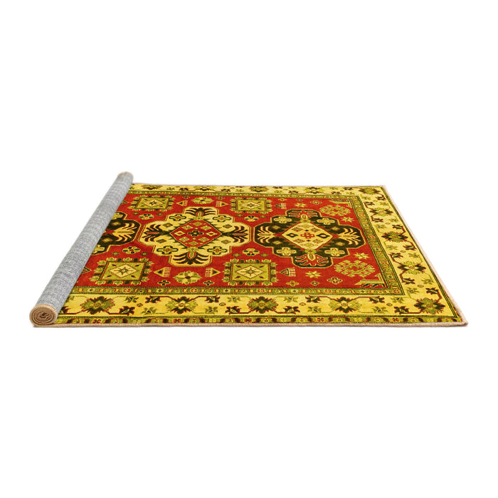 Sideview of Machine Washable Persian Yellow Traditional Rug, wshtr2686yw