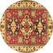 Round Machine Washable Persian Brown Traditional Rug, wshtr2686brn