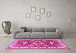 Machine Washable Persian Pink Traditional Rug in a Living Room, wshtr2686pnk