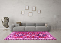 Machine Washable Persian Pink Traditional Rug, wshtr2686pnk