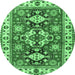 Round Persian Emerald Green Traditional Rug, tr2686emgrn