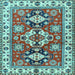 Square Machine Washable Persian Light Blue Traditional Rug, wshtr2686lblu