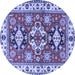 Round Machine Washable Persian Blue Traditional Rug, wshtr2686blu