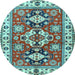 Round Persian Light Blue Traditional Rug, tr2686lblu