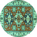 Round Persian Turquoise Traditional Rug, tr2686turq