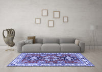 Machine Washable Persian Blue Traditional Rug, wshtr2686blu