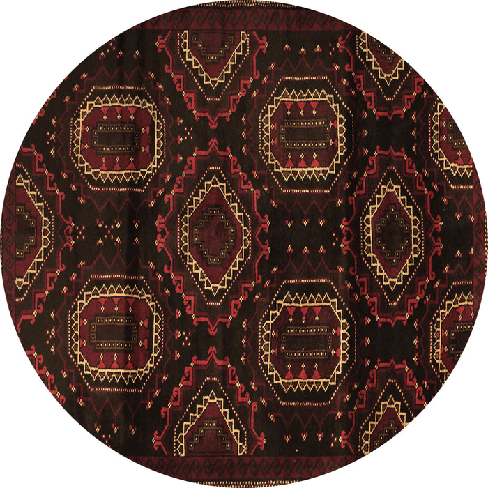 Round Machine Washable Persian Brown Traditional Rug, wshtr2687brn