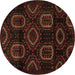 Round Machine Washable Persian Brown Traditional Rug, wshtr2687brn