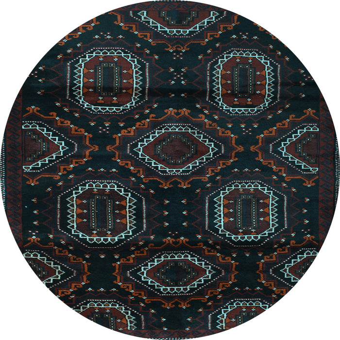 Round Machine Washable Persian Light Blue Traditional Rug, wshtr2687lblu