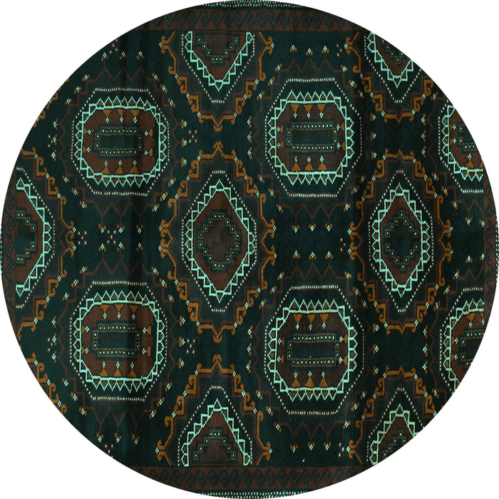 Round Persian Turquoise Traditional Rug, tr2687turq