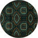 Round Persian Turquoise Traditional Rug, tr2687turq