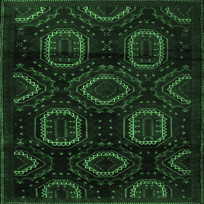 Square Machine Washable Persian Emerald Green Traditional Area Rugs, wshtr2687emgrn