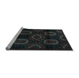Sideview of Machine Washable Persian Light Blue Traditional Rug, wshtr2687lblu