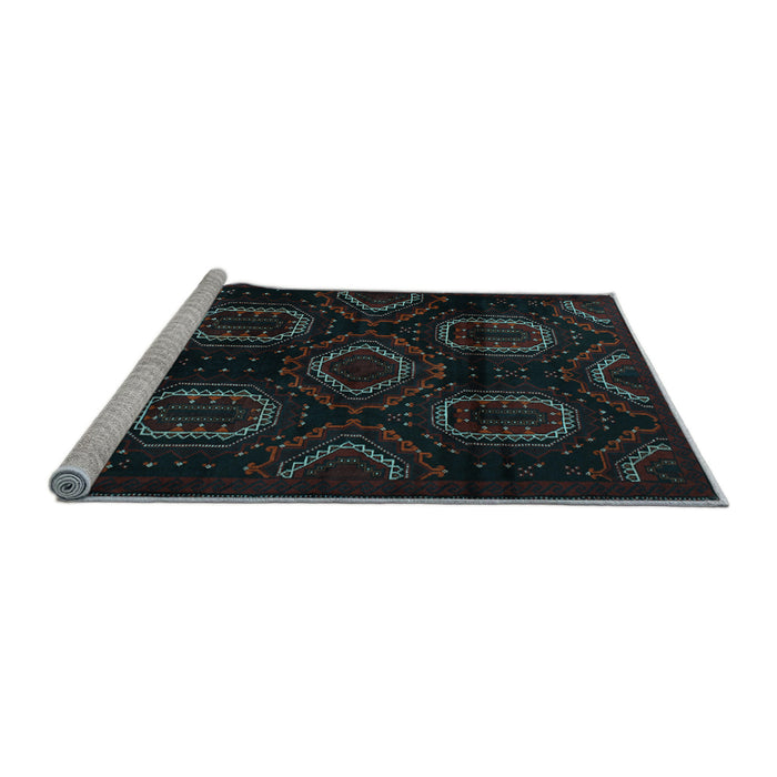 Sideview of Machine Washable Persian Light Blue Traditional Rug, wshtr2687lblu