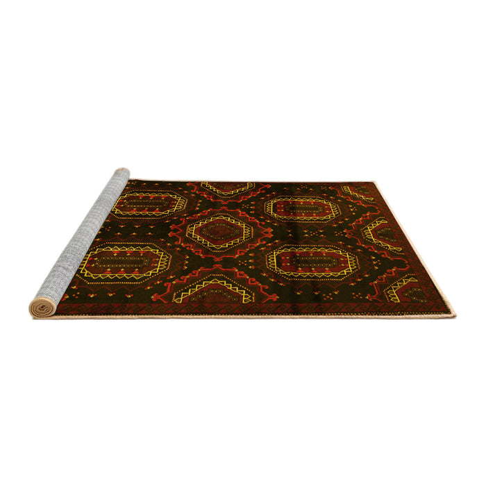 Sideview of Machine Washable Persian Yellow Traditional Rug, wshtr2687yw