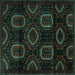 Square Machine Washable Persian Turquoise Traditional Area Rugs, wshtr2687turq