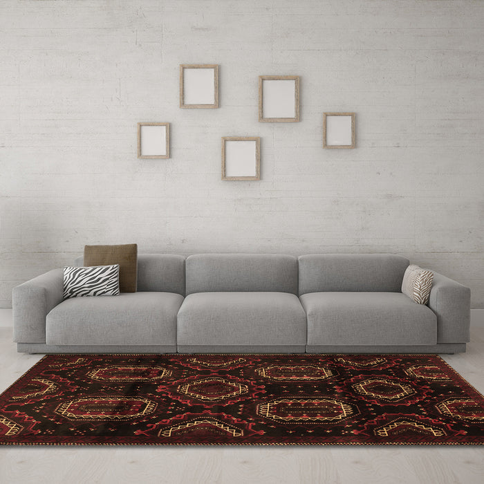 Machine Washable Persian Brown Traditional Rug in a Living Room,, wshtr2687brn