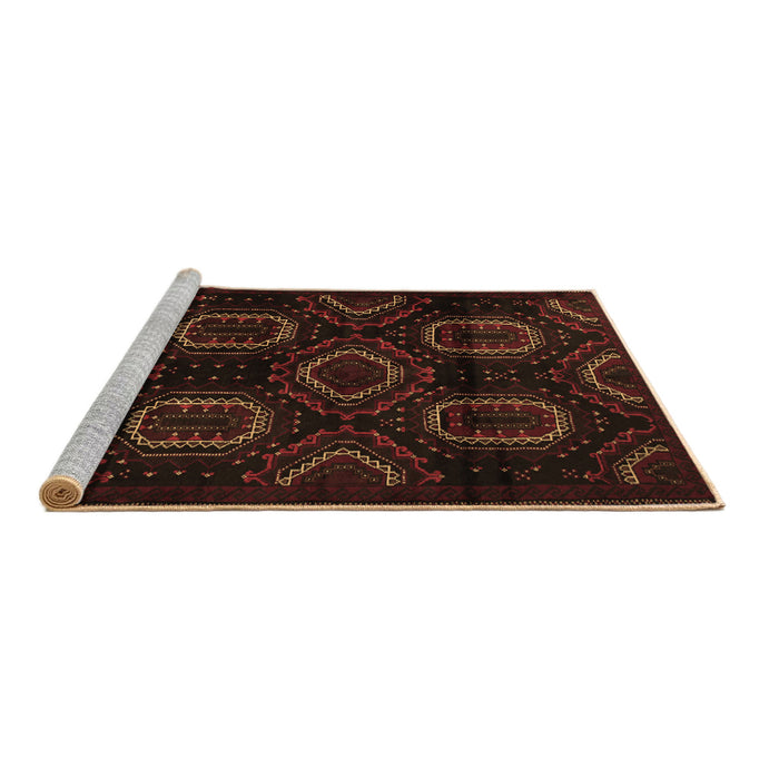 Sideview of Machine Washable Persian Brown Traditional Rug, wshtr2687brn