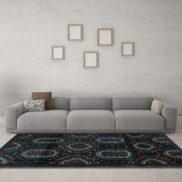 Machine Washable Persian Light Blue Traditional Rug in a Living Room, wshtr2687lblu