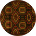 Round Persian Yellow Traditional Rug, tr2687yw