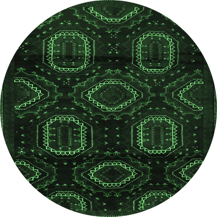 Round Persian Emerald Green Traditional Rug, tr2687emgrn