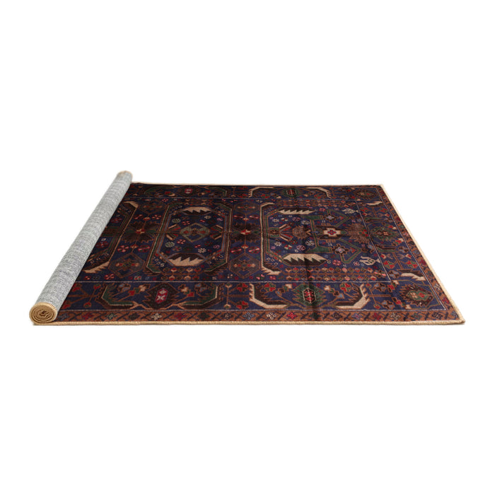 Sideview of Machine Washable Traditional Chocolate Brown Rug, wshtr2688