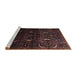 Sideview of Machine Washable Traditional Chocolate Brown Rug, wshtr2688